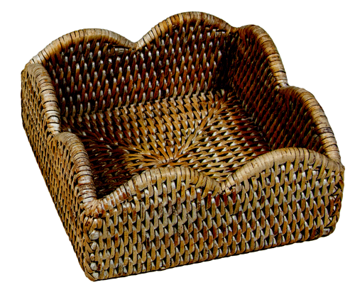 Rattan Scalloped Cocktail Napkin Holder